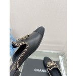 CHANEL 23Ss new chain bow half dragging mule shoes imported lambskin