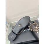 CHANEL 23Ss new chain bow half dragging mule shoes imported lambskin