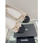 CHANEL 23Ss chain bow flat single shoes imported lambskin sheepskin lining