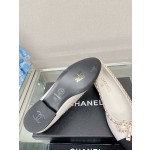 CHANEL 23Ss chain bow flat single shoes imported lambskin sheepskin lining
