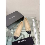 CHANEL 23Ss chain bow flat single shoes imported lambskin sheepskin lining