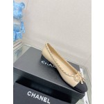 CHANEL 23Ss chain bow flat single shoes imported lambskin sheepskin lining
