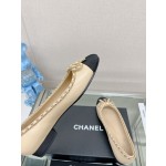 CHANEL 23Ss chain bow flat single shoes imported lambskin sheepskin lining