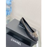 CHANEL 23Ss chain bow flat single shoes imported lambskin sheepskin lining