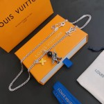 Louis Vuitton vintage silver necklace, couple's version, chain length 60 cm, changeable