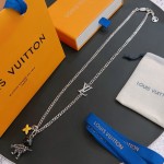 Louis Vuitton vintage silver necklace, couple's version, chain length 60 cm, changeable