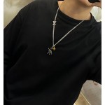 Louis Vuitton vintage silver necklace, couple's version, chain length 60 cm, changeable