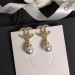 CHANEL🇫🇷Xiaoxiang micro-inlaid crystal diamond tassel water drop crystal diamond pearl letter earrings earrings