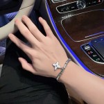 Louis Vuitton Classic Bracelet Cuban Chain Collection Vintage Silver Bracelet Size 22cm20cm18cm Changeable length