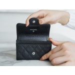 𝗖𝗛𝗔𝗘𝗡𝗟✦ 𝗖𝗹𝗮𝘀𝗶𝗰 𝗙𝗹𝗮𝗽 Using French 🇫🇷 import "𝑯𝒂𝒔𝒔 𝒔𝒔" original calf leather 🐂 Classic card case - black and silver