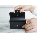 𝗖𝗛𝗔𝗘𝗡𝗟✦ 𝗖𝗹𝗮𝘀𝗶𝗰 𝗙𝗹𝗮𝗽 Using French 🇫🇷 import "𝑯𝒂𝒔𝒔 𝒔𝒔" original calf leather 🐂 Classic card case - black and silver