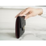 𝗖𝗛𝗔𝗘𝗡𝗟✦ 𝗖𝗹𝗮𝘀𝗶𝗰 𝗙𝗹𝗮𝗽 France 🇫🇷 Imported [HASS] Original Calfskin 🐂 Classic Trifold Wallet Black Gold