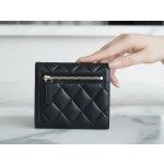 𝗖𝗛𝗔𝗘𝗡𝗟✦ 𝗖𝗹𝗮𝘀𝗶𝗰 𝗙𝗹𝗮𝗽 Italy 🇮🇹 import "GR" original imperial lambskin 🐑 classic trifold wallet black sheep gold
