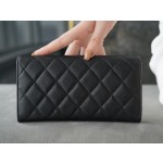 𝗖𝗛𝗔𝗘𝗡𝗟✦ 𝗖𝗹𝗮𝘀𝗶𝗰 𝗙𝗹𝗮𝗽 Using French 🇫🇷 import "𝗛𝗮𝘀𝘀𝘀" original calf leather 🐂 Classic two-fold long clip black cow silver