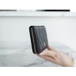 𝗖𝗛𝗔𝗘𝗡𝗟✦ 𝗖𝗹𝗮𝘀𝗶𝗰 𝗙𝗹𝗮𝗽 Import Channel Special Custom Calfskin🐂 Classic Zipper Mid-Length Clip Black Gold👑