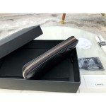 𝗖𝗛𝗔𝗘𝗡𝗟✦ 𝗖𝗹𝗮𝘀𝗶𝗰 𝗙𝗹𝗮𝗽 Exclusive channel Italy 🇮🇹 "GR" custom lambskin 🐑 zipper mid-length clip black gold