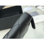 𝗖𝗛𝗔𝗘𝗡𝗟✦ 𝗖𝗹𝗮𝘀𝗶𝗰 𝗙𝗹𝗮𝗽 Exclusive channel Italy 🇮🇹 "GR" custom lambskin 🐑 zipper mid-length clip black gold