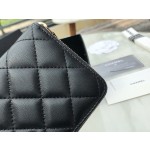 𝗖𝗛𝗔𝗘𝗡𝗟✦ 𝗖𝗹𝗮𝘀𝗶𝗰 𝗙𝗹𝗮𝗽 Exclusive channel Italy 🇮🇹 "GR" custom lambskin 🐑 zipper mid-length clip black gold