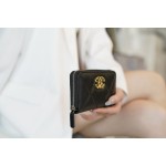 𝗖𝗛𝗔𝗘𝗡𝗟✦In goatskin leather🐐 Series 19 Zip Wallet Black Gold