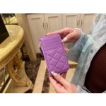 𝗖𝗛𝗔𝗘𝗡𝗟✦In exclusive channel special lambskin 🐑Classic zipper coin card case Taro purple💜