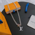 Louis Vuitton vintage silver necklace, couple's version, chain length 60 cm, changeable