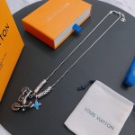 Louis Vuitton vintage silver necklace, couple's version, chain length 55 cm, changeable