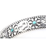 𝐆𝐮𝐜𝐜𝐢 Hollow Flower Green Resin Gemstone Double G Pattern Bracelet
