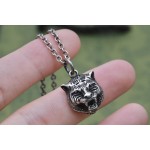 𝐆𝐮𝐜𝐜𝐢 Distressed Tiger Head Silver Necklace 55cm