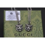 𝐆𝐮𝐜𝐜𝐢 Distressed Tiger Head Silver Necklace 55cm