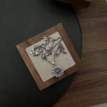 𝐆𝐮𝐜𝐜𝐢 925 sterling silver interlocking double G flower emerald necklace 60cm