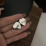 𝐆𝐮𝐜𝐜𝐢 925 Sterling Silver Interlocking Double G Black Shell Love Stud Earrings