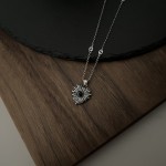 𝐆𝐮𝐜𝐜𝐢 925 Sterling Silver Interlocking Double G Black Shell Heart Necklace