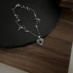 𝐆𝐮𝐜𝐜𝐢 925 Sterling Silver Interlocking Double G Black Shell Heart Necklace