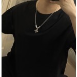 Louis Vuitton Rockabilly punk thai silver vintage silver necklace for couples with a 60cm chain length that can be changed