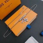 Louis Vuitton Rockabilly punk thai silver vintage silver necklace for couples with a 60cm chain length that can be changed