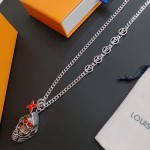 Louis Vuitton Rockabilly punk thai silver vintage silver necklace for couples with a 60cm chain length that can be changed