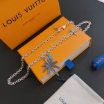 Louis Vuitton Rockabilly punk thai silver vintage silver necklace for couples with a 60cm chain length that can be changed