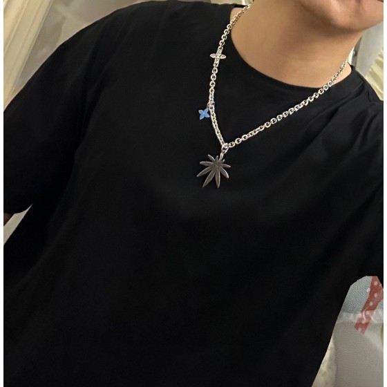 Louis Vuitton Rockabilly punk thai silver vintage silver necklace for couples with a 60cm chain length that can be changed