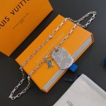 Louis Vuitton Rockabilly punk thai silver vintage silver necklace for couples with a 60cm chain length that can be changed