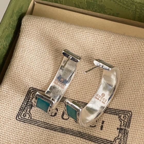 𝐆𝐮𝐜𝐜𝐢 star aquamarine hoop earrings