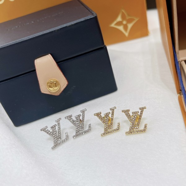 Louis Vuitton Spring/Summer LV monogram earrings in yellow gold and white gold