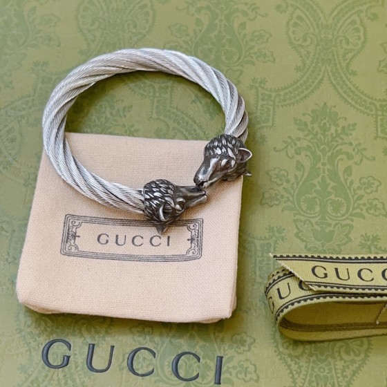 𝐆𝐮𝐜𝐜𝐢 Anger Forest series double G classic series retro silver bracelet