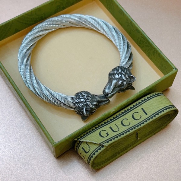 𝐆𝐮𝐜𝐜𝐢 Anger Forest series double G classic series retro silver bracelet