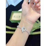𝐆𝐮𝐜𝐜𝐢 Silver Bead Bracelet OT Buckle Sterling Silver Ladies Bracelet Couple Gift