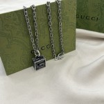 𝐆𝐮𝐜𝐜𝐢 925 Sterling Silver Square G Cutout Pendant Necklace