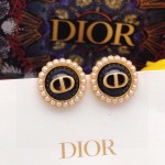 Dior Round CD Purple Bead Earrings