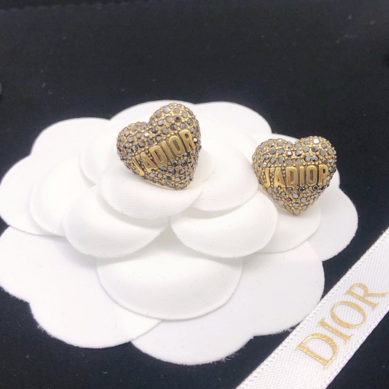 Dior Jadior Letter Heart Stud Earrings