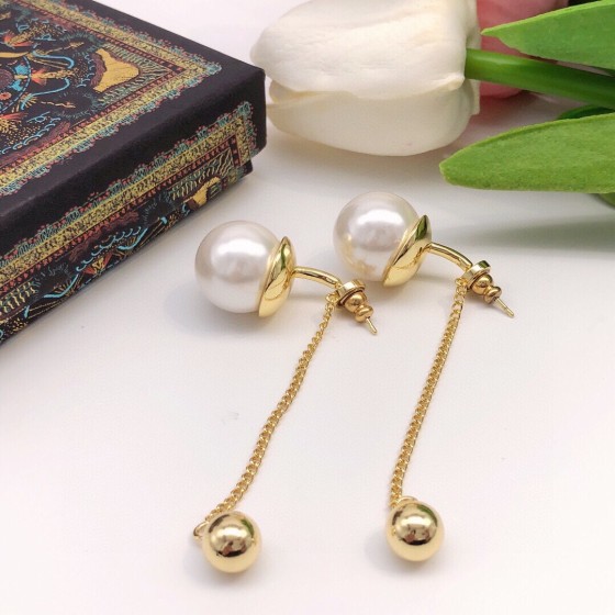 Dior Pearl Tassel Stud Earrings