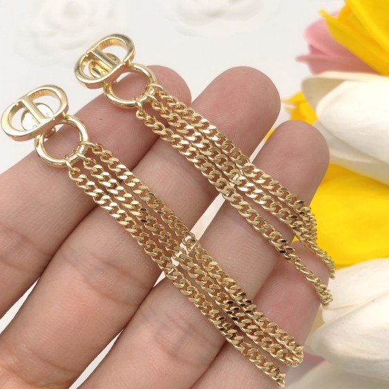 Dior CD letter chain tassel earrings