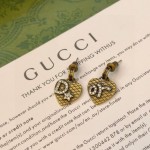 Dior Carved Letter Crystal Diamond Heart Stud Earrings